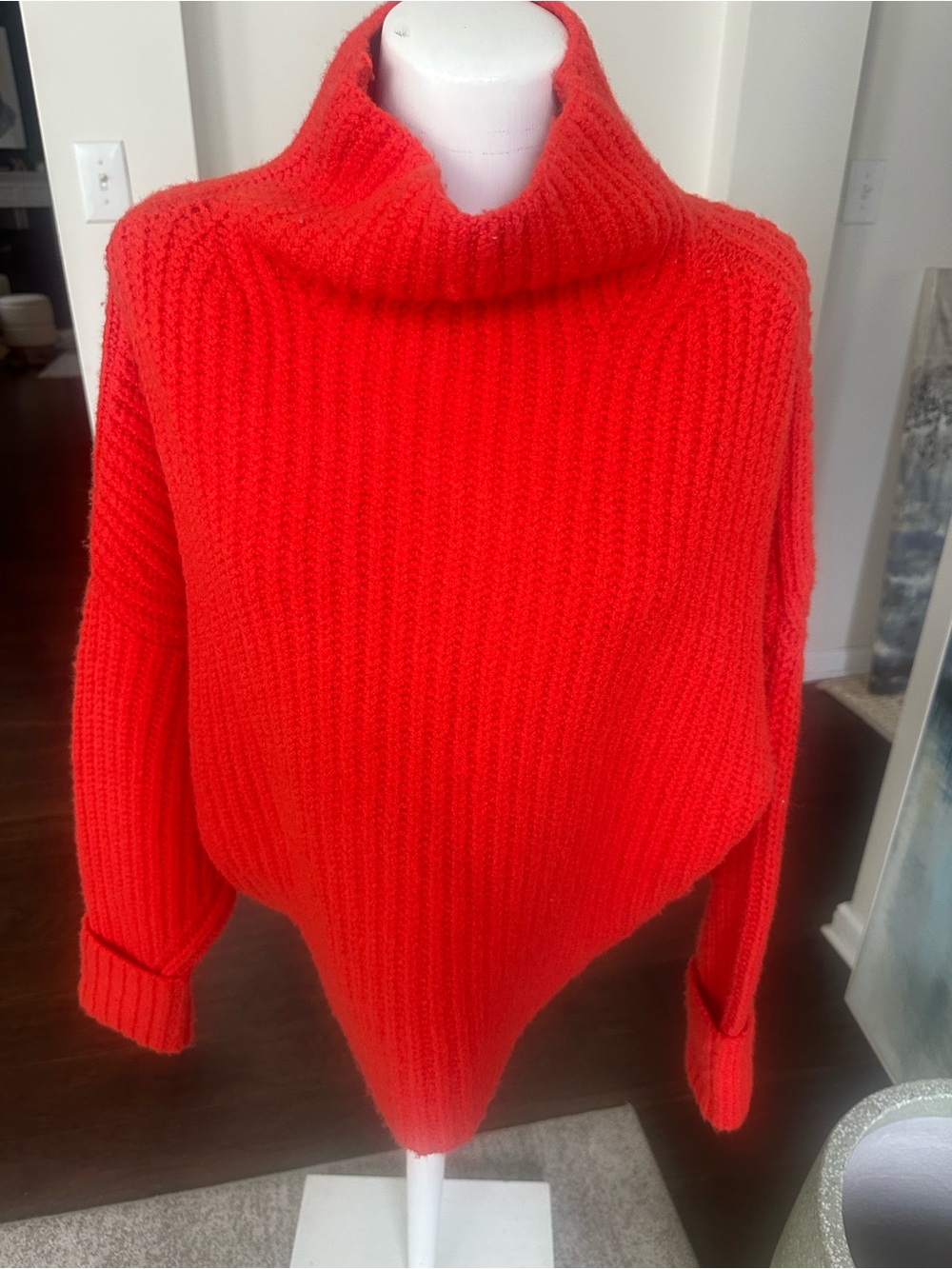 Anthropologie Mauve Red Knit Mockneck Sweater S
